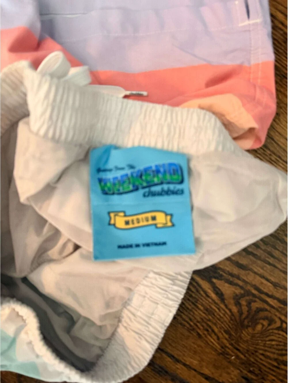 Chubbies Flavor Savors Pastel Stripe Swim Trunk Men's Medium Stretch Shorts